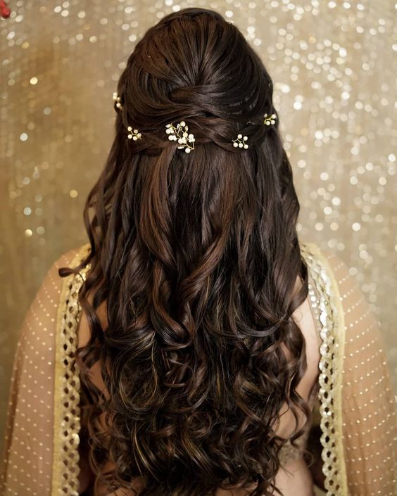 Half Updo with Curls Bridesmaid Hairstyle