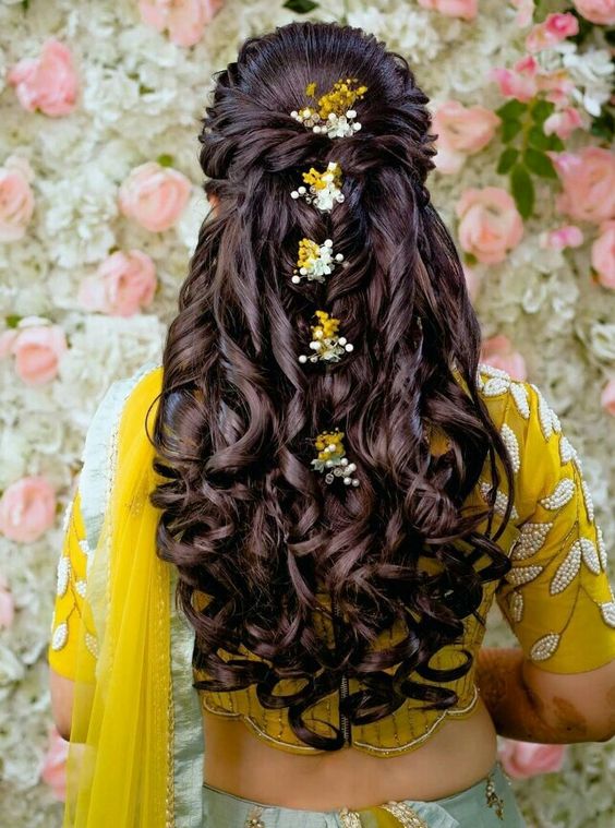 Curls with Half Updo Bridesmaid Hairstyle